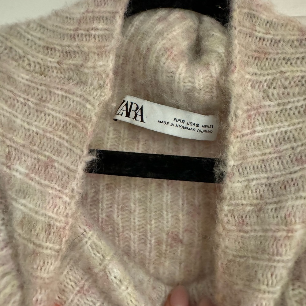 Zara Women's Soft Cream Cowl Neck Sweater